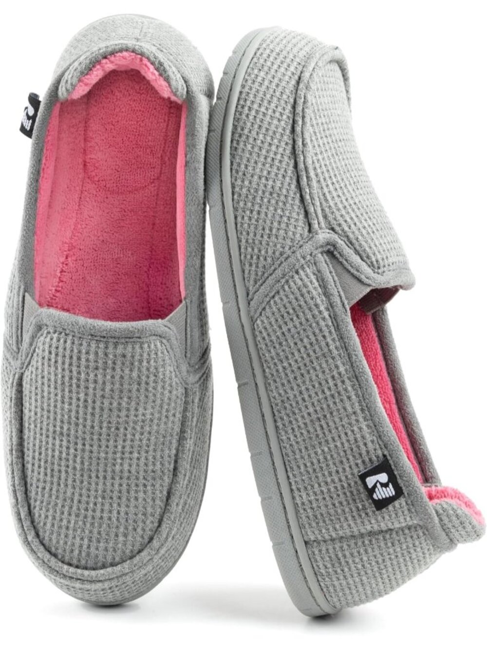 Women's Grey Pink Two-Tone Hoodback Removable Insole Lightweight Stylish Slipper